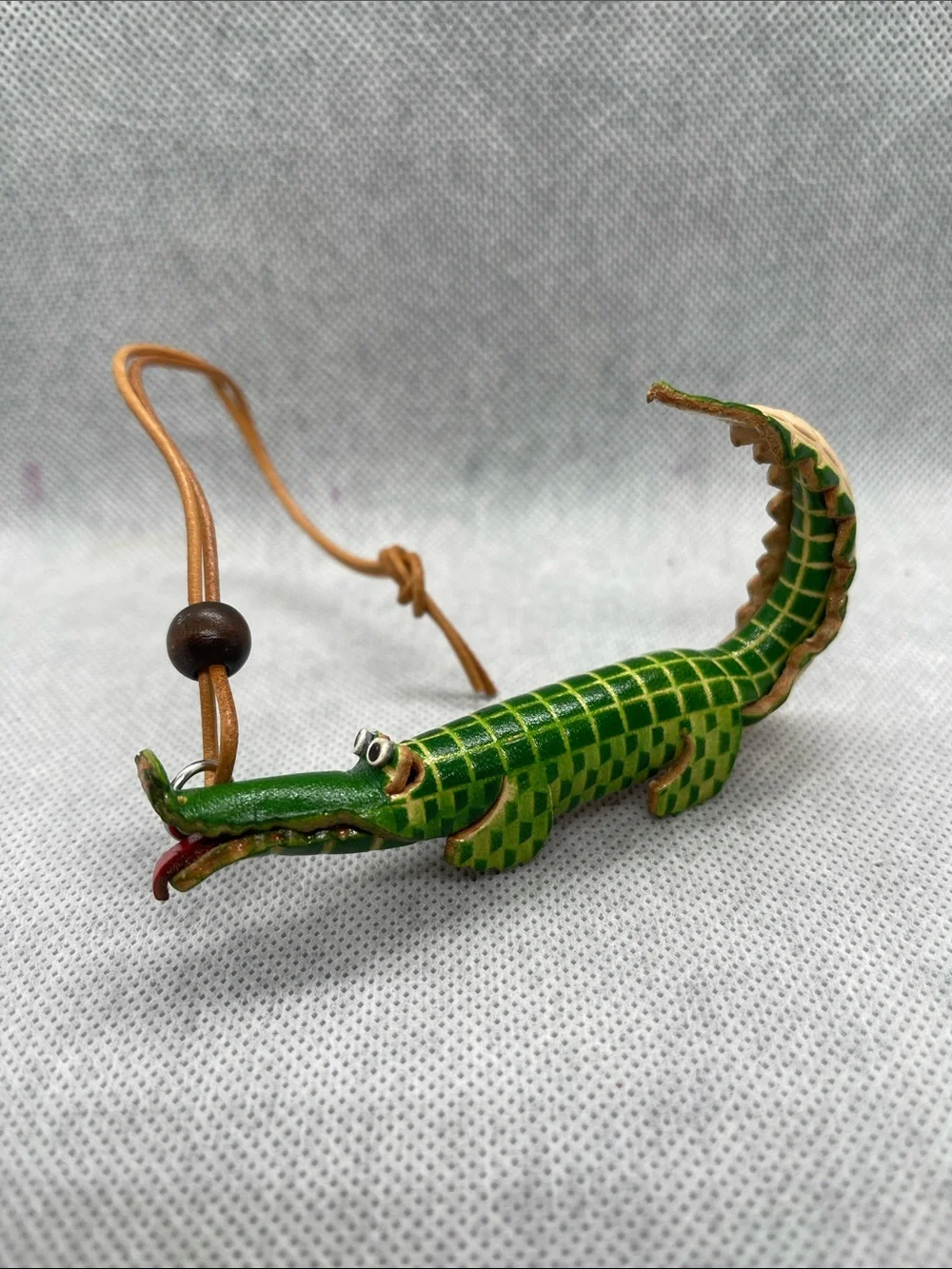 Leather Crocodile bag charm